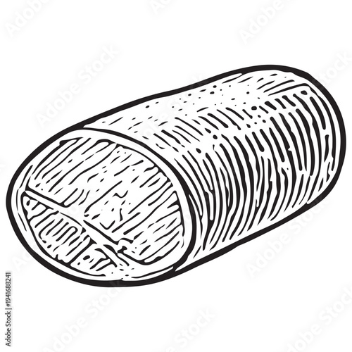 Butcher Ham Meat Cut Illustration – Vintage Engraved Pork Ham Cross Section