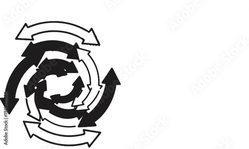 Interconnected arrows form a circular flow, symbolizing continuous movement and cycles