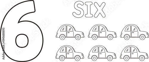 Six cars to color and count