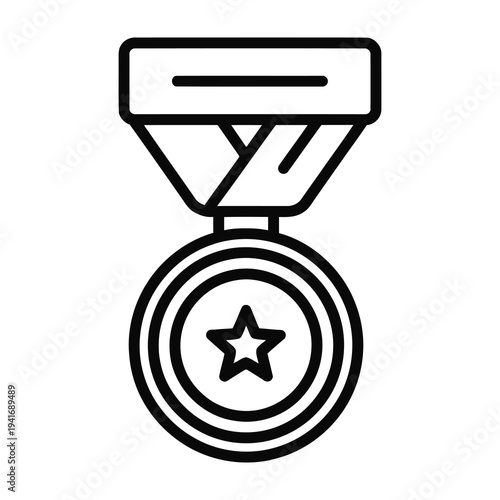 Medal icon with star symbol on ribbon