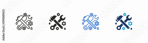Set of engineer icon collection in multiple style. Icon suitable for web and mobile application