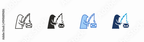 Set of phishing icon collection in multiple style. Icon suitable for web and mobile application