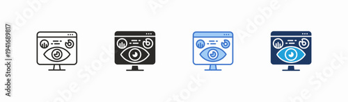 Set of monitor icon collection in multiple style. Icon suitable for web and mobile application