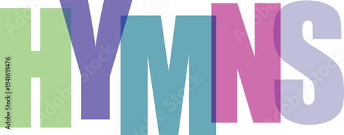 Multicolored Hymns Text Logo white background