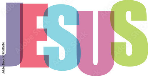Jesus colorful typography white background