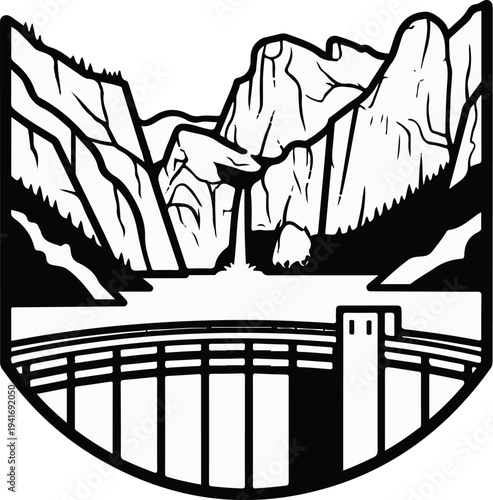 Majestic waterfall cascades over cliffs into a wide river behind a grand dam