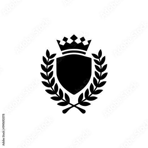 Elegant crest with laurel wreath and crown symbolizing achievement