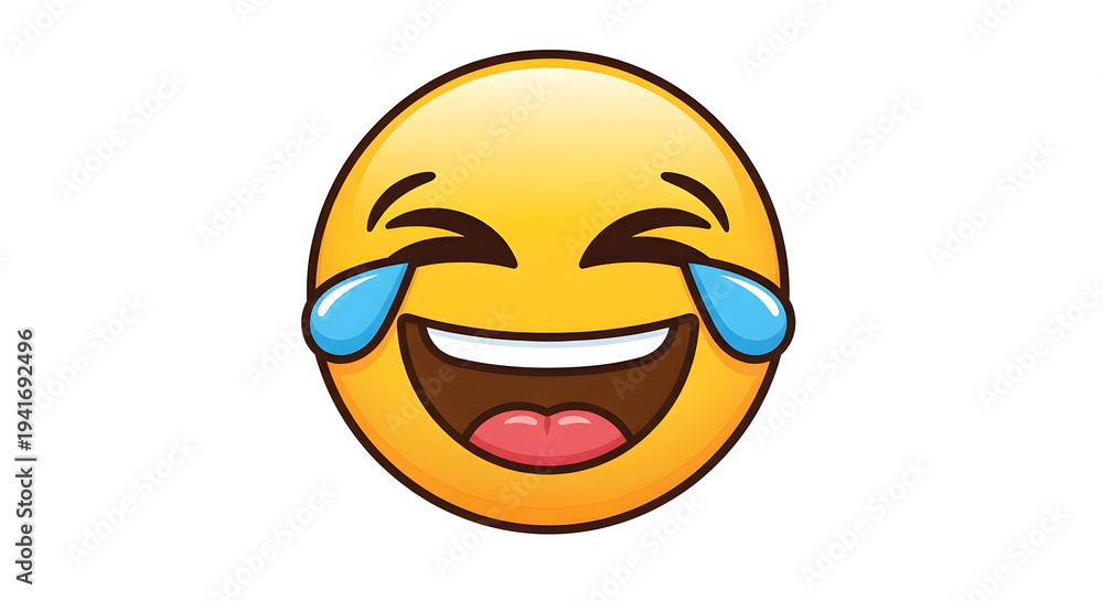 Fototapeta premium Laughing Yellow Face with Tears Emoji Expression Emoji
