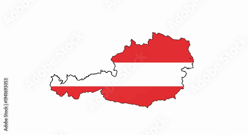 Outline map of Austria filled with its national flag colors