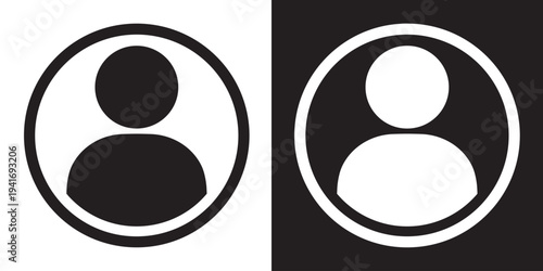 Minimalist user profile icon set within a rounded square frame. Clean black and white vector design perfect for mobile app UI, member login buttons, and account settings interfaces.