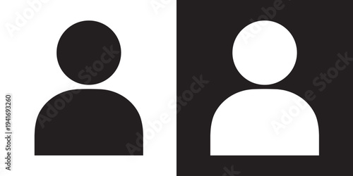 Simple and clean human torso silhouette icon. Minimalist black and white vector graphic representing a user, person, or generic account for digital and print design projects.