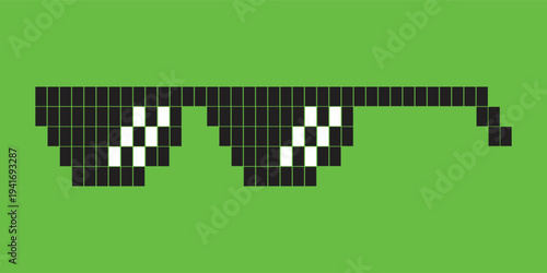 Black pixel glasses. Like a boss meme. Mafia gangster funky logo. Vector illustration graphic design.