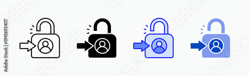 Login Icon Sheet Multiple Style Collection Isolated Vector