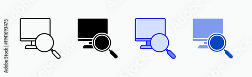 Search Icon Sheet Multiple Style Collection Isolated Vector