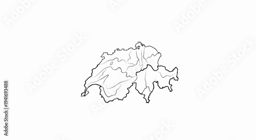 Outline map of Switzerland with internal regional divisions