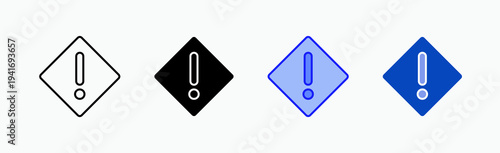 Attention. Icon Sheet Multiple Style Collection Isolated Vector