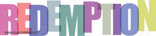 Redemption colorful typography on white background