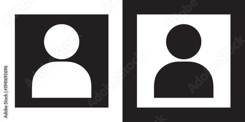 Minimalist user profile icon set within a rounded square frame. Clean black and white vector design perfect for mobile app UI, member login buttons, and account settings interfaces.