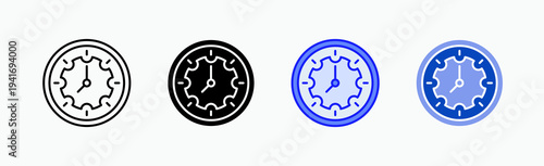 Clock Icon Sheet Multiple Style Collection Isolated Vector