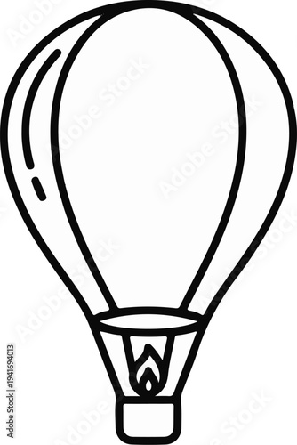 Outline of a hot air balloon with a flame visible inside its basket