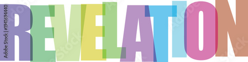 Multicolored Revelation Text on White white background