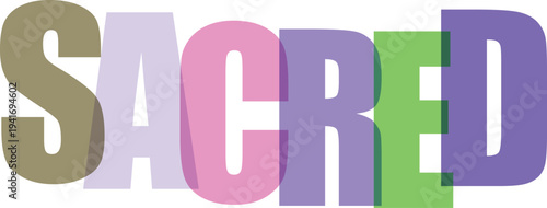 Multicolored Sacred Word Text white background