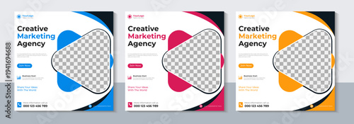 Modern marketing agency social media post  templates with vibrant colors