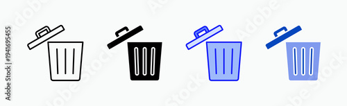 Trash bin Icon Sheet Multiple Style Collection Isolated Vector