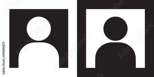 Minimalist user profile icon set within a rounded square frame. Clean black and white vector design perfect for mobile app UI, member login buttons, and account settings interfaces.