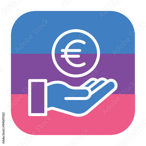 Euro currency symbol on a hand with colorful background
