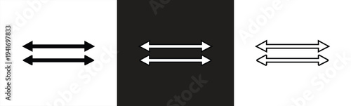 long arrow icon. Black horizontal double arrow. Vector illustration