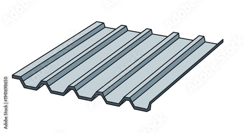 Corrugated Metal Sheet Profile Illustration.