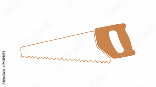 Hand Saw with Wooden Handle Illustration.