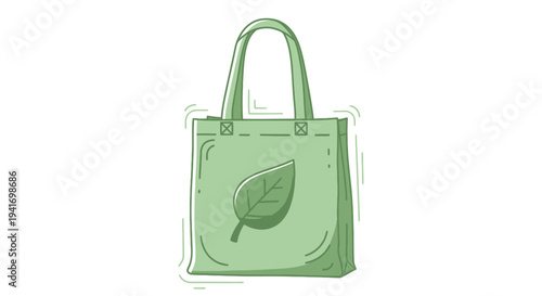 Green Tote Bag with Leaf Design.
