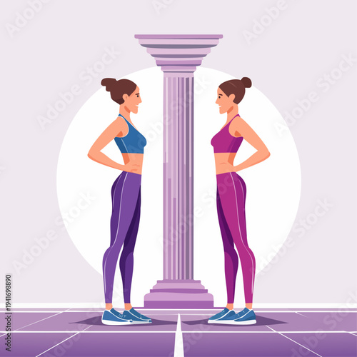 Two Women Standing Facing Each Other.