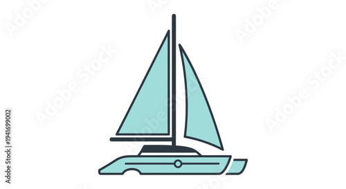 Sailboat Illustration with Sails and Hull.
