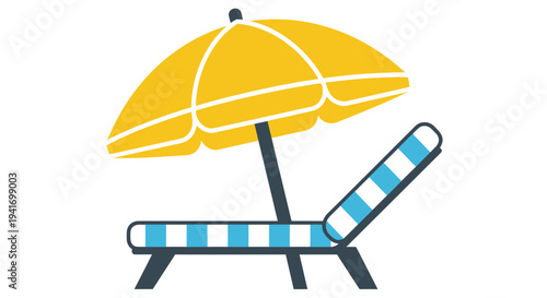 Beach Chair and Parasol Illustration.