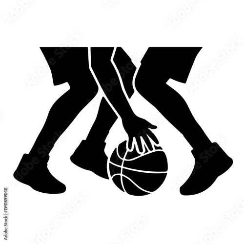 icon illustration dribbling action in basketball vector