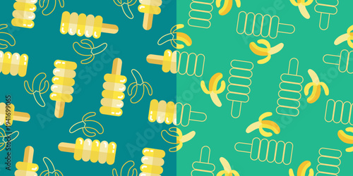 ice cream seamless pattern. ice cream vector illustration. banana ice cream seamless pattern background. banana popsicles seamless pattern background