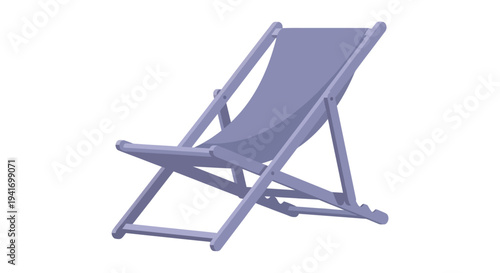 Blue Folding Deck Chair with Canvas Seat.