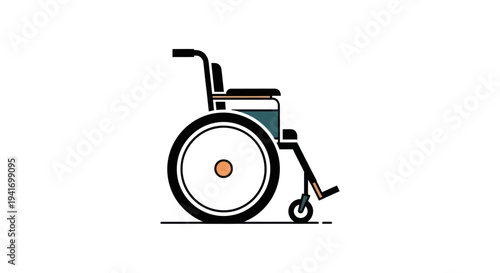 Black and White Wheelchair Illustration Design.