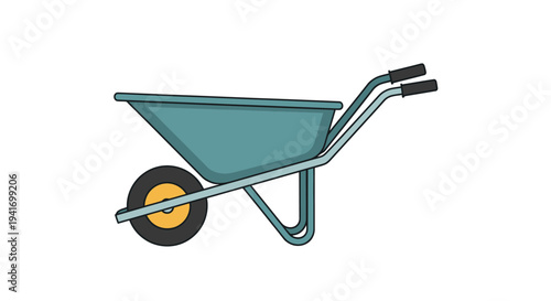 Green Wheelbarrow with Metal Handles.