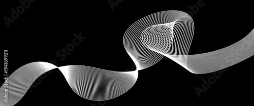 Dynamic abstract digital wave pattern featuring white black  background, creating flowing lines and a modern technological aesthetic for various design applications, vector desgn eps10