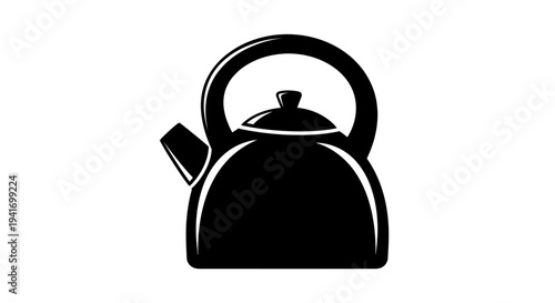 Black Kettle Silhouette with Handle and Spout.