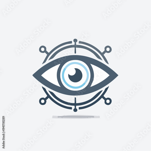 Conceptual eye logo design representing vision, security, and technology integration