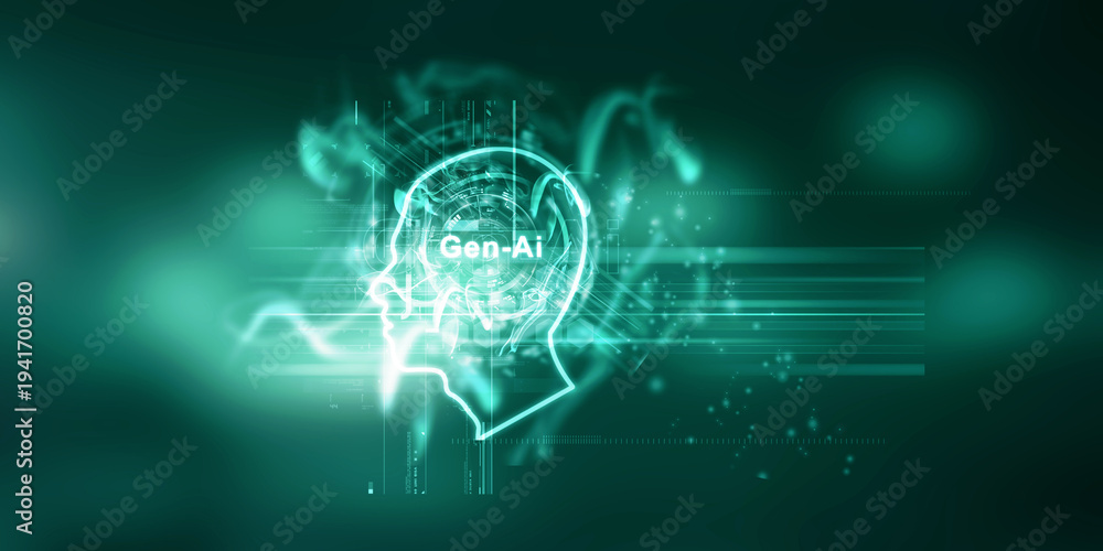 Fototapeta premium 2d illustration Artificial Intelligence (AI) concept 