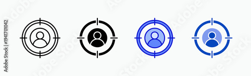 Target Audience Icon Sheet Multiple Style Collection Isolated Vector