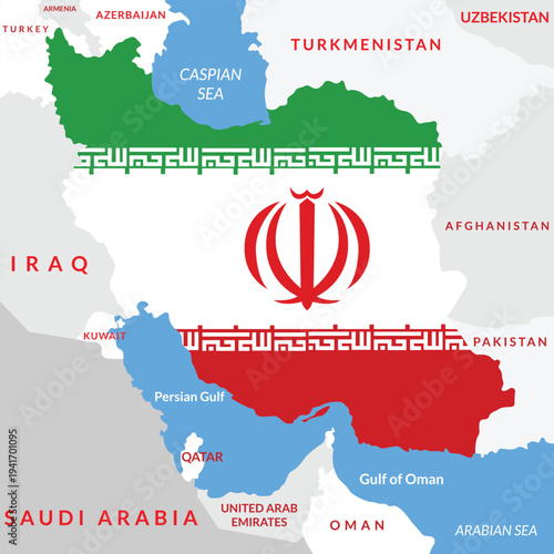Background administrative map of Iran. Islamic Republic of Iran. Topographic map of Iran