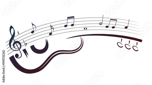 Symbol of a guitar with music notes.