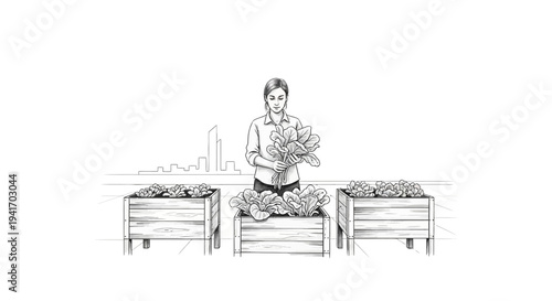 Person selling fresh produce at a market stall.